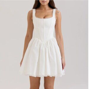 House of CB Letitia white stretch cotton mini dress